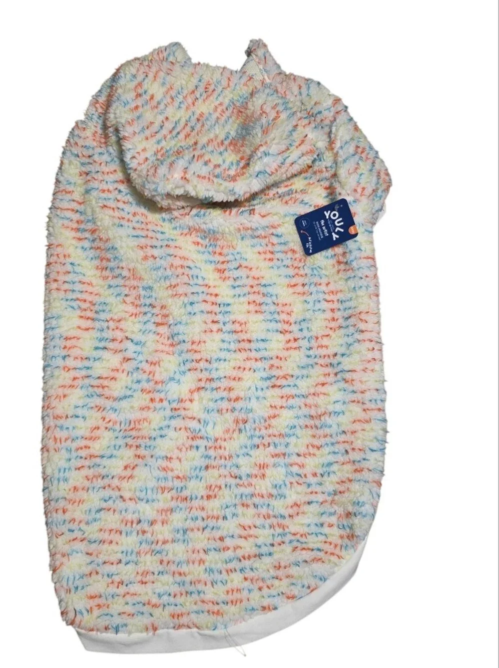 Youly NWT The Artist Dog Hoodie Fluffy White W/MultiColor Confetti Print XXXL